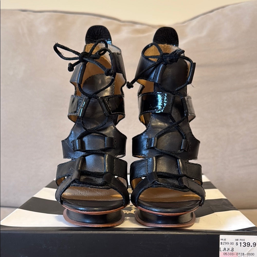 L.A.M.B. Black Gladiator High-Heeled Sandals